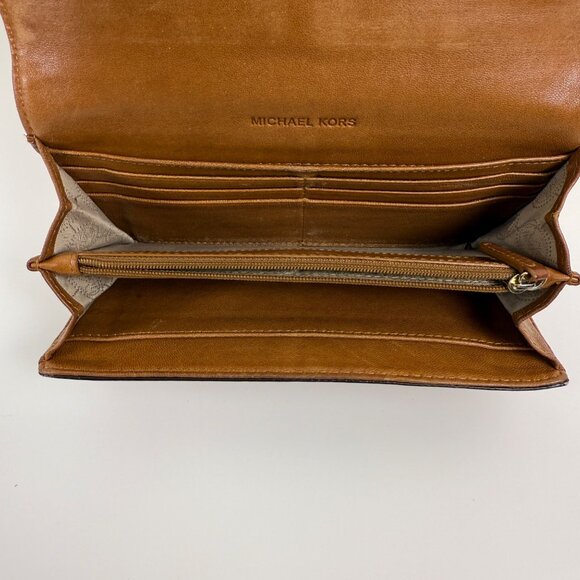 Michael Kors Brown Leather Wallet Classic Y2K Designer Minimalist - Picture 5 of 10